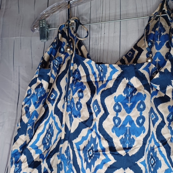 Zara The Leia Top Blue and White Patterned Women's With Tie Straps NWT - Picture 12 of 14